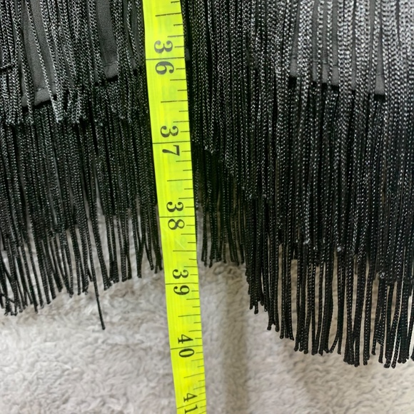 Anna Cai for Francesca’s Women’s Black Fringe Hem Slip Dress Size Large NWT - Picture 8 of 9